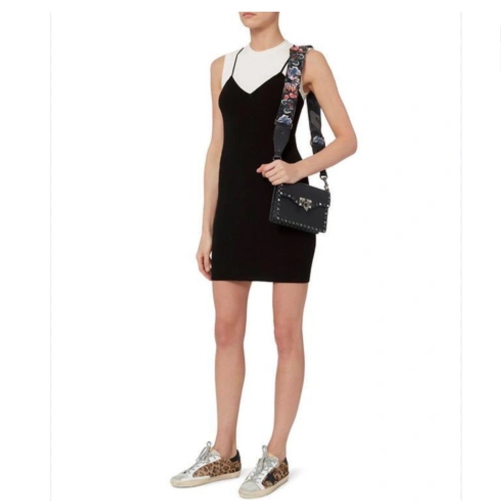 A.L.C. strechy layered black and white mini dress size small